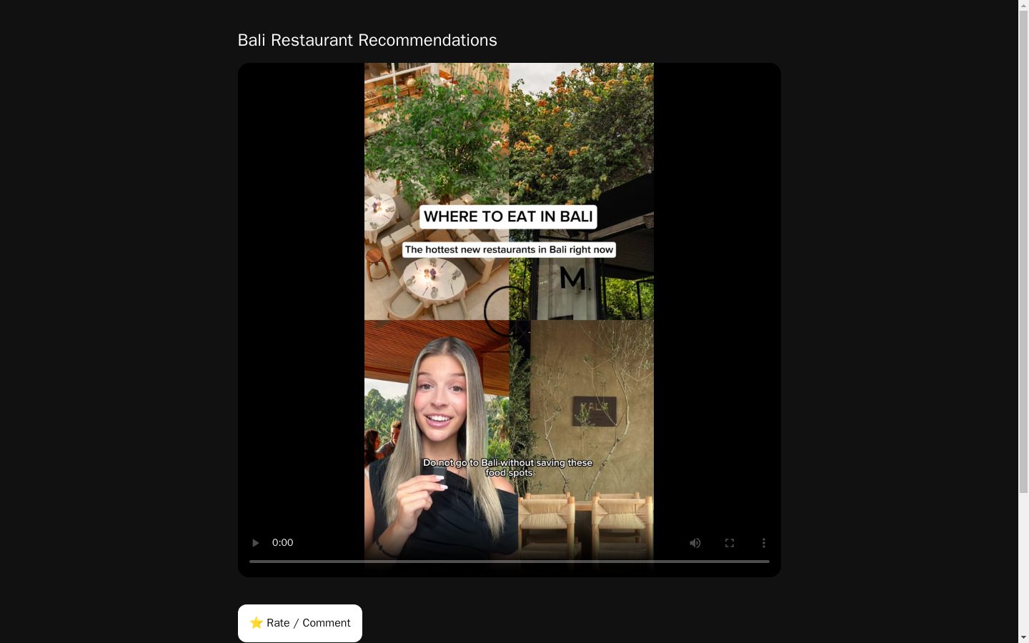Bali Restaurant Recommendations